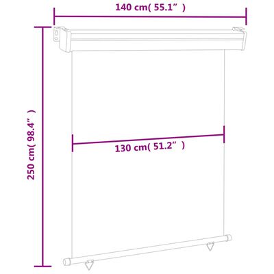 vidaXL Balkon-Seitenmarkise 140 × 250 cm Creme
