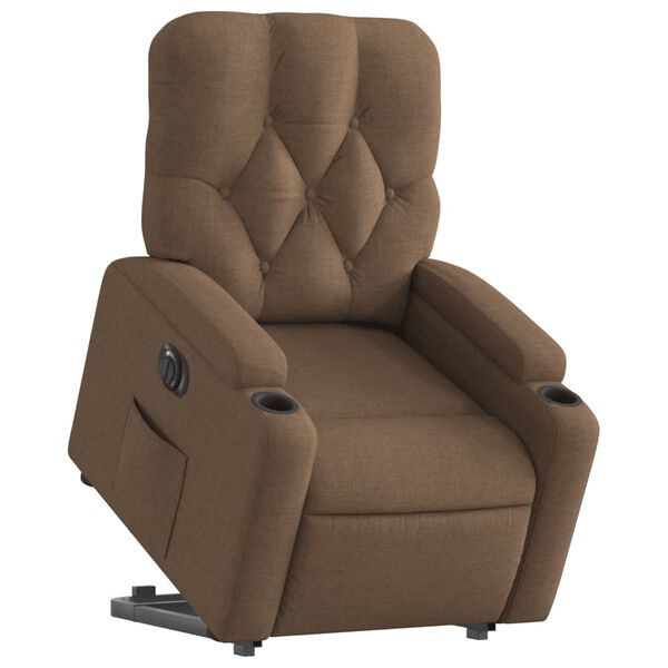 vidaXL Relaxsessel mit Aufstehhilfe Elektrisch Braun Stoff