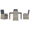 vidaXL Garten Essgruppe mit Kissen 5 pcs Grau Poly-Rattan