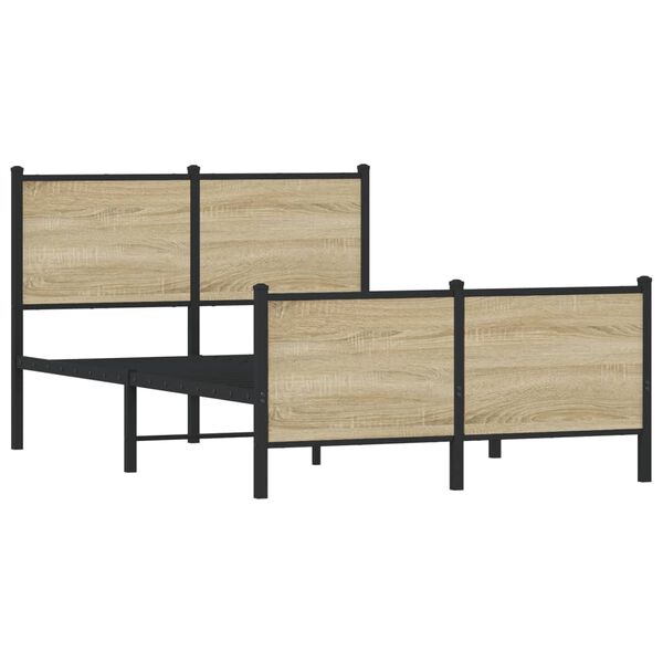 vidaXL Metallbett ohne Matratze Sonoma-Eiche 120x200 cm