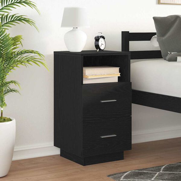 vidaXL Nachttisch mit 2 Schubladen Schwarz 36x36x68 cm