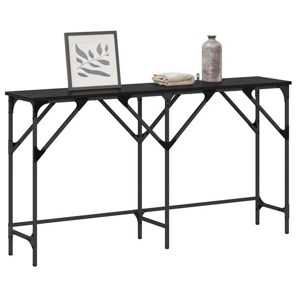 vidaXL Konsolentisch Schwarz Eichen-Optik 140 x 29 x 75 cm