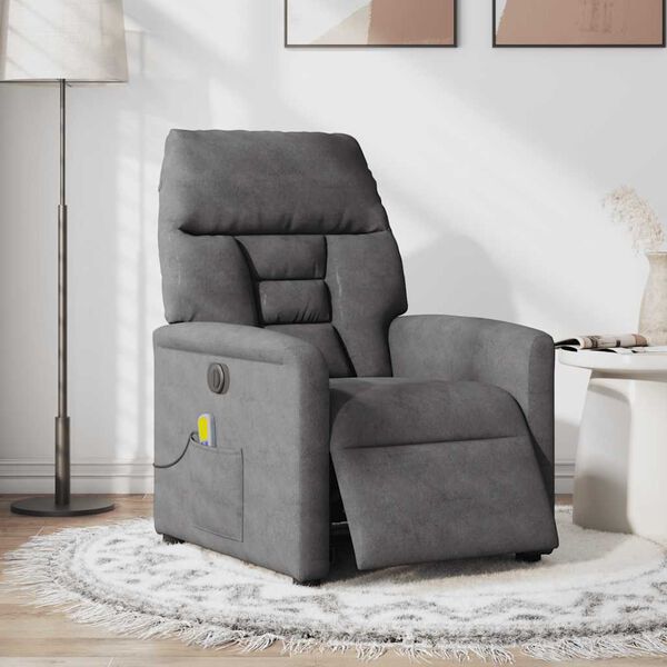 vidaXL Massagesessel Elektrisch Dunkelgrau Mikrofasergewebe