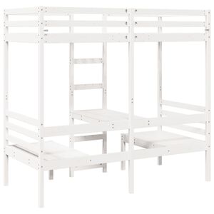 vidaXL Hochbett mit Schreibtisch & St&uuml;hlen Wei&szlig; 90x200 cm Kiefernholz