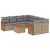 vidaXL 9-tlg. Garten-Sofagarnitur mit Kissen Beige Poly Rattan
