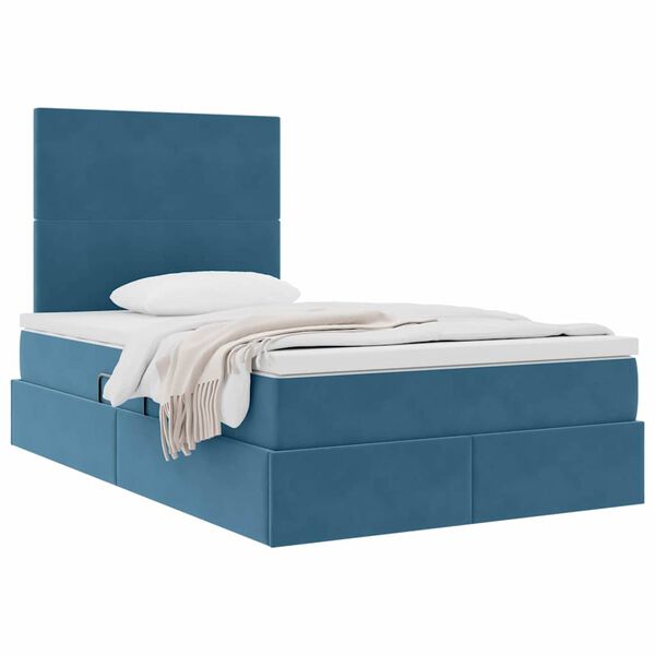 vidaXL Aufbewahrungsbett mit Matratze Dunkelblau 120 x 200 cm Samt