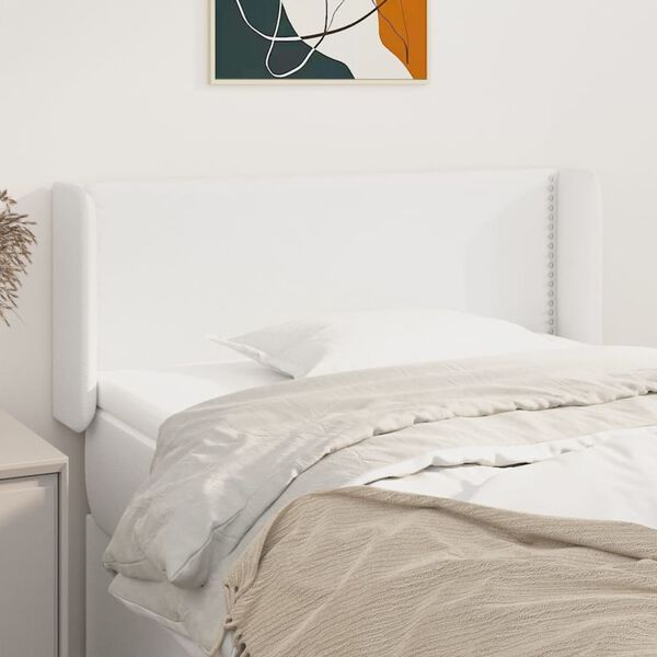 vidaXL Kopfteil mit Ohren Wei&szlig; 103x16x78/88 cm Kunstleder