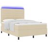 vidaXL Boxspringbett mit Matratze mit LED Creme 140 x 190 cm Stoff