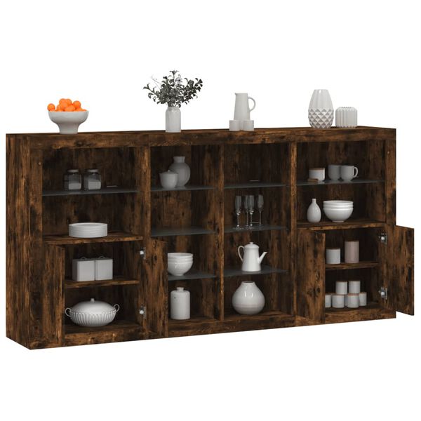 vidaXL Sideboard mit LED-Leuchten R&auml;uchereiche 202x37x100 cm