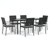 vidaXL 7-tlg. Garten-Essgruppe mit Kissen Poly Rattan und Stahl