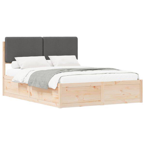 vidaXL Bettgestell mit gepolstertem Kopfteil Dunkelgrau 160 x 200 cm