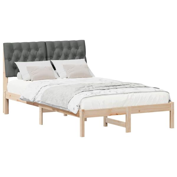 vidaXL Bettgestell mit gepolstertem Kopfteil Braun 120 x 200 cm
