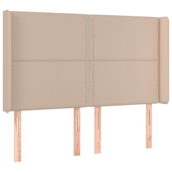 vidaXL LED Kopfteil Cappuccino-Braun 147x16x118/128cm Kunstleder
