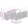 vidaXL 9-tlg. Garten-Bistro-Set mit Kissen Grau Poly Rattan
