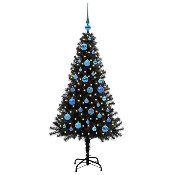 vidaXL Weihnachtsbaum mit 150 LEDs mit St&auml;nder Schwarz 150 cm PVC