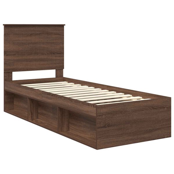 vidaXL Bettrahmen Braun Eichen-Optik 75 x 190 cm Massives Kiefernholz