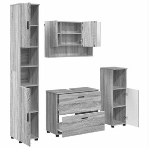 vidaXL Badezimmerm&ouml;bel-Set 4 stk. Graues Sonoma 35 x 30 x 192 cm