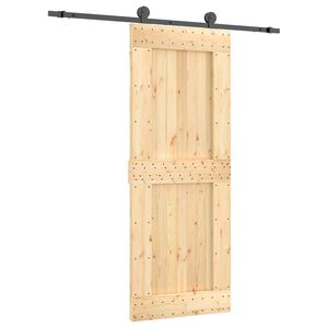 vidaXL Schiebet&uuml;r Nat&uuml;rlich und Schwarz 80 x 210 cm Massivkiefer