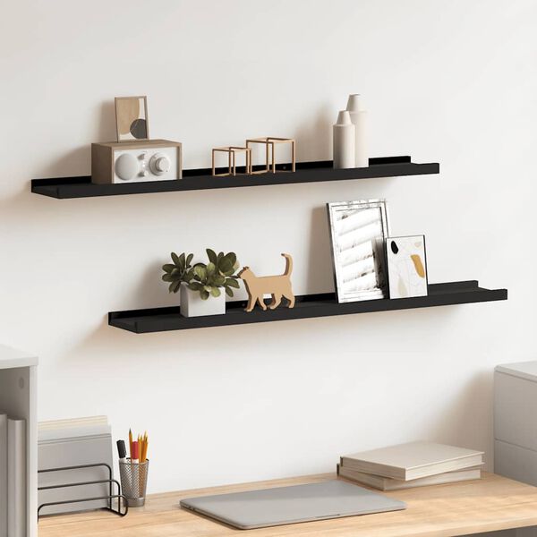 vidaXL Bilderleisten 2 Stk. Schwarz 80x9x3 cm MDF
