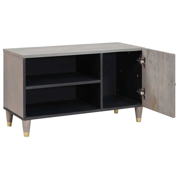 vidaXL TV-Schr&auml;nk mit Regal Grau 80 x 33 x 46 cm Massivholz Mango