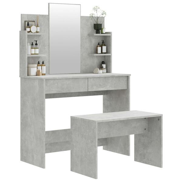 vidaXL Schminktisch-Set Betongrau 96x40x142 cm