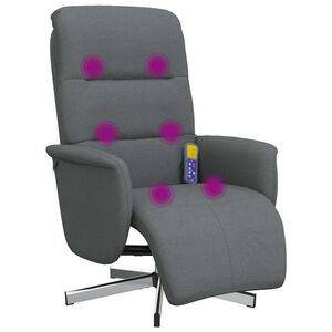 vidaXL Massagesessel mit Fu&szlig;teil Dunkelgrau Stoff