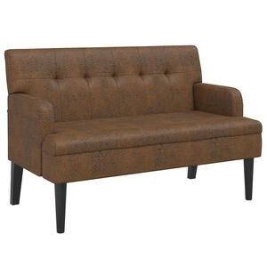 vidaXL Sitzbank mit R&uuml;ckenlehne Braun 112x65,5x75 cm Wildleder-Optik