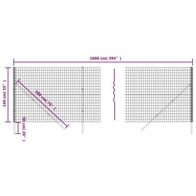 vidaXL Maschendrahtzaun Anthrazit 1,4x10 m Verzinkter Stahl