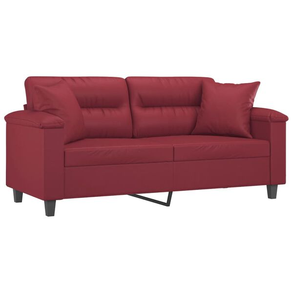 vidaXL 2-Sitzer-Sofa mit Zierkissen Weinrot 140 cm Kunstleder