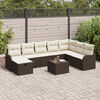 vidaXL Sofa Set mit Kissen 9 pcs Braun und Creme Poly-Rattan