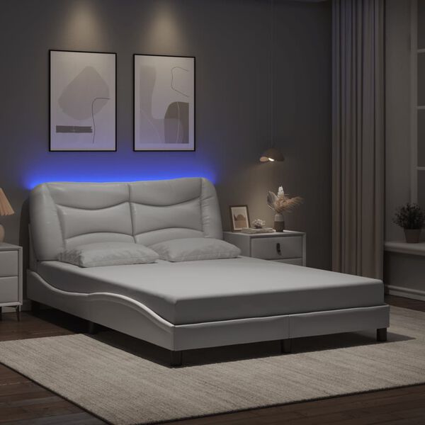 vidaXL Bettgestell mit LED ohne Matratze "Hvar" Wei&szlig; 120x200 cm
