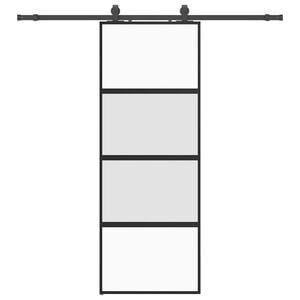 vidaXL Schiebet&uuml;r mit Beschlag Schwarz 76x205 cm Hartglas