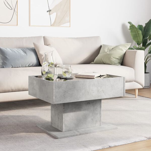 vidaXL LED-Couchtisch Betongrau 70x50x45 cm Holzwerkstoff