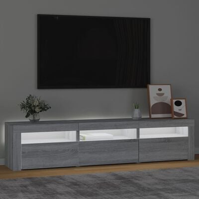 vidaXL TV-Schrank mit LED-Leuchten Grau Sonoma 180x35x40 cm