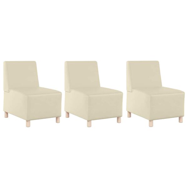 vidaXL Modulares Armfreies Sofa 3 pcs Creme 55 x 74 x 82 cm Kunstleder