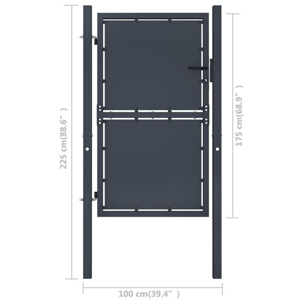 vidaXL Gartentor aus Stahl 100 x 175 cm Anthrazit