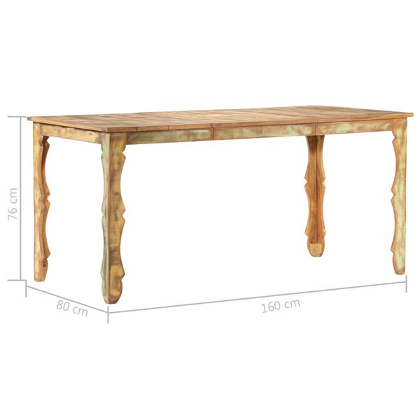 vidaXL Esstisch 160&times;80&times;76 cm Recyceltes Massivholz