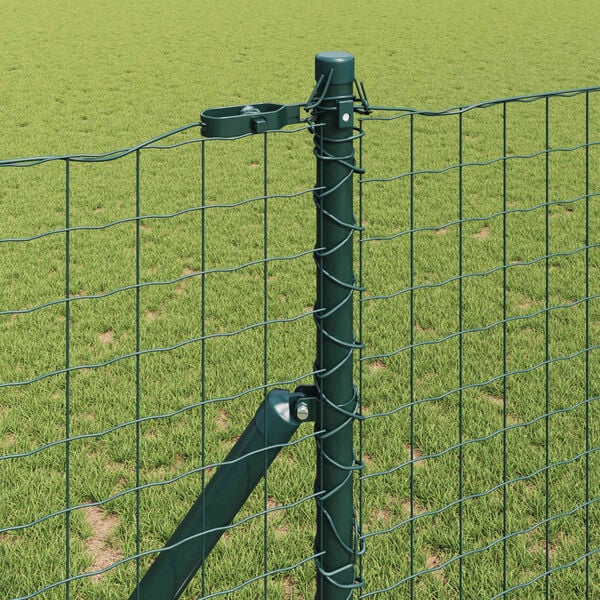 vidaXL Zaunpfosten 2 pcs Gr&uuml;n Pulverbeschichteter Stahl