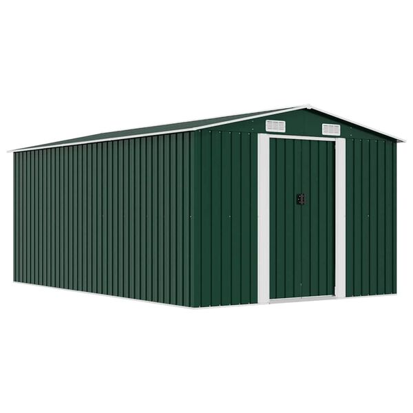 vidaXL Ger&auml;tehaus 257x392x181 cm Metall Gr&uuml;n
