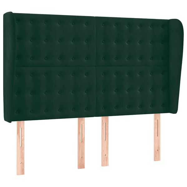 vidaXL Kopfteil mit Ohren Dunkelgr&uuml;n 147x23x118/128 cm Samt