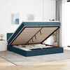 vidaXL Ottoman-Bett mit Matratze & LEDs Dunkelblau 180x200 cm Samt
