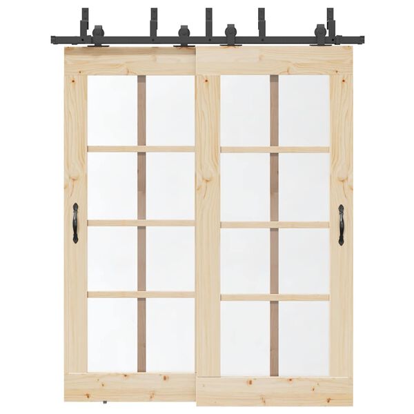vidaXL Schiebet&uuml;rbeschlag-Set 183 cm Stahl Schwarz