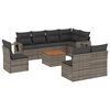 vidaXL 9-tlg. Garten-Sofagarnitur mit Kissen Grau Poly Rattan