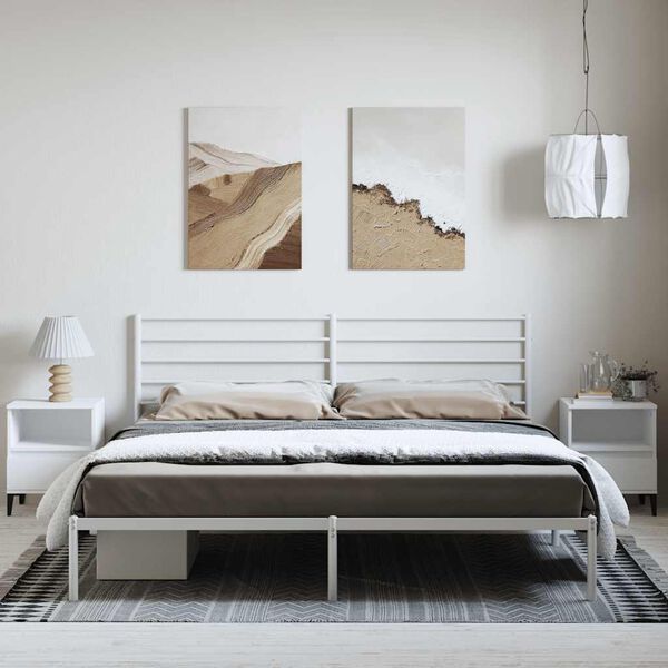vidaXL Bettgestell mit Kopfteil Metall Wei&szlig; 193x203 cm