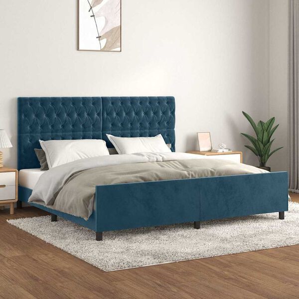 vidaXL Bettgestell ohne Matratze Dunkelblau 200x200 cm Samt