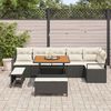 vidaXL Garten-Sofa-Set mit Kissen mit Speicher 9 pcs Schwarz und Creme