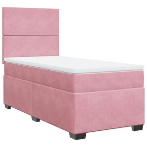 vidaXL Boxspringbett mit Matratze Rosa 90x200 cm Samt