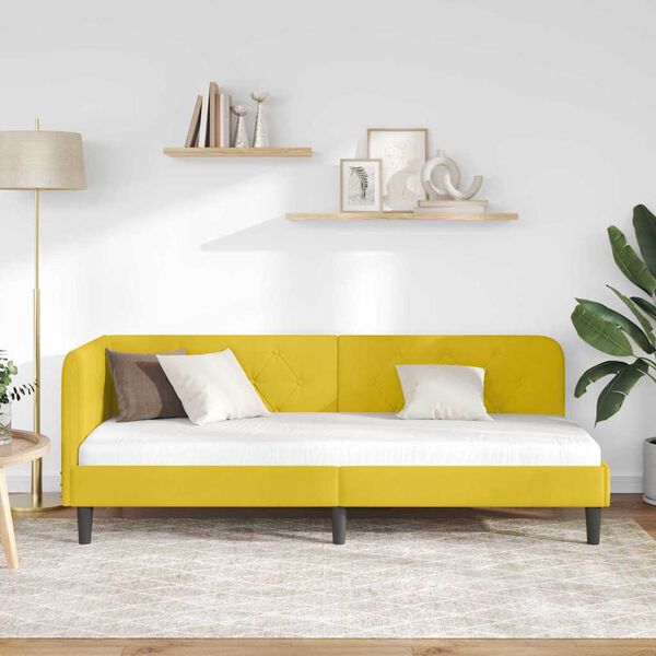 vidaXL Eckbettgestell mit Kopfteil Gelb 80 x 200 cm Samt