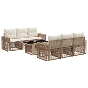 vidaXL Gartensofa-set 7 stk. Beige und Cremewei&szlig; Poly-Rattan