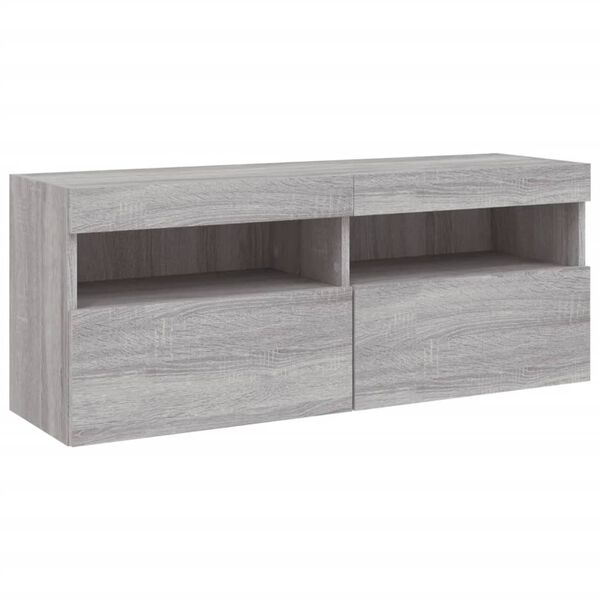 vidaXL TV-Wandschrank mit LED-Leuchten Grau Sonoma 100x30x40 cm